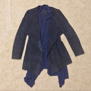 ✨✨✨BCBGMAXAZARIA “Robin” Navy Blue Leather Suede Waterfall Coat